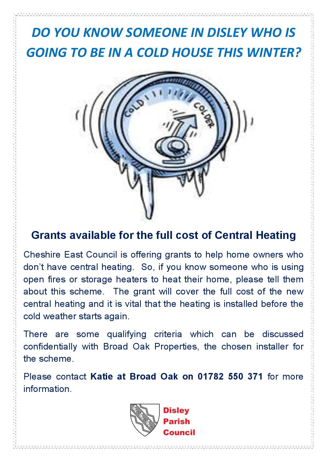 CE central heating grants June 2016 Disley Parish Council